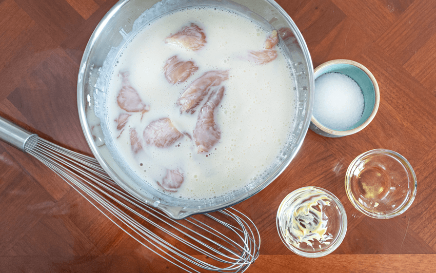 Brine the chicken in the buttermilk mixture for 1 to 8 hours