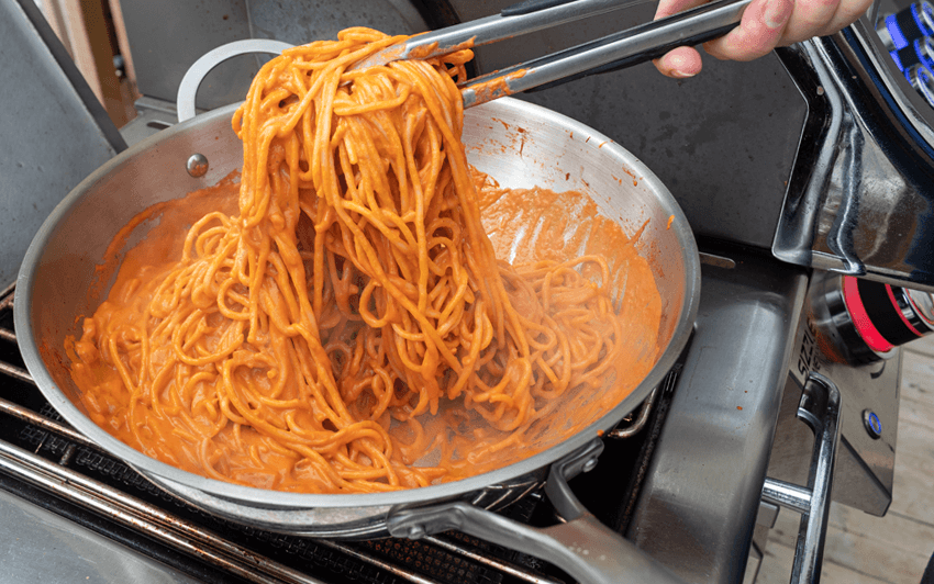 Chicken Alla Vodka with Spaghetti - Toss the pasta in the sauce