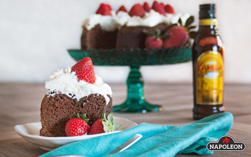 Serve 4 - Kahlua Chocolate Cake with Strawberries & Cream
