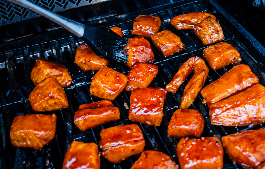 Recipe Blog - Maple Bourbon Salmon Burnt Ends - Grill4
